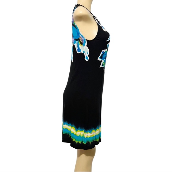 S Vintage INC International Concepts Floral Blue & Black Sequin Dress - Picture 5 of 14